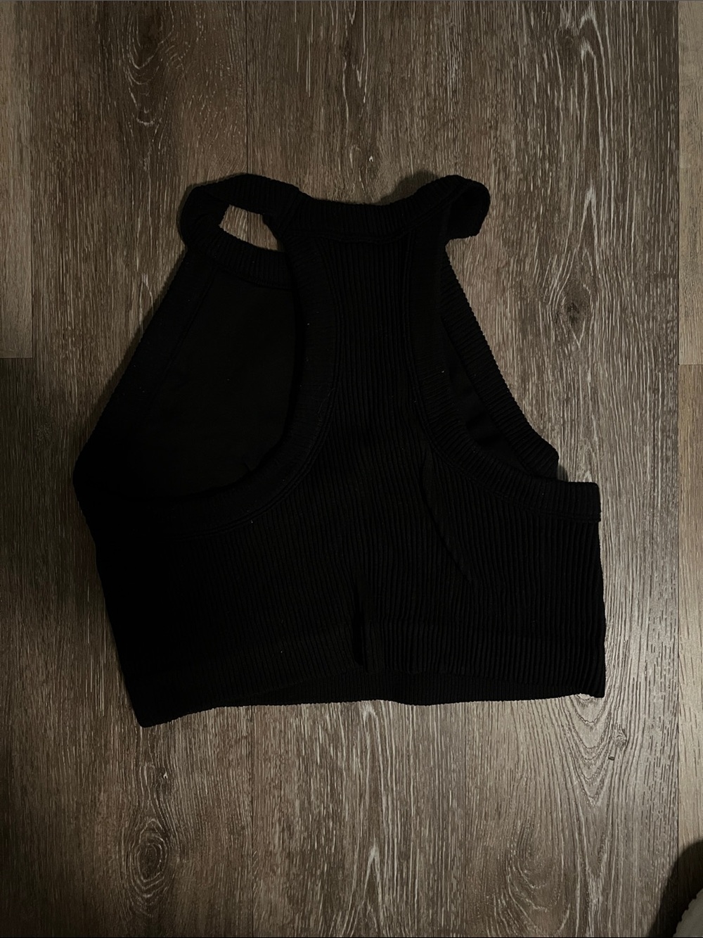 aerie Black Ribbed Halter Crop Tank - Picture 2 of 3